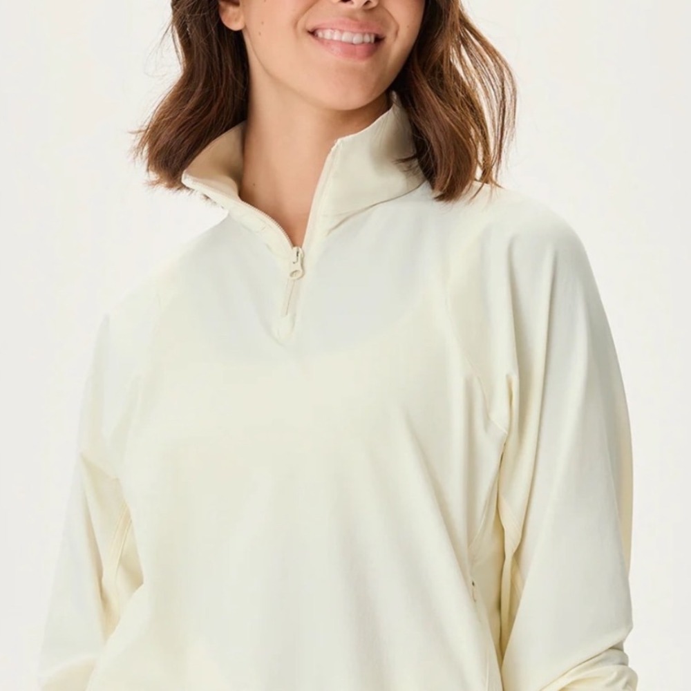 Outdoor Voices LightSpeed 1/4 Zip Pullover in Milk Stone Size Small‎ NWT